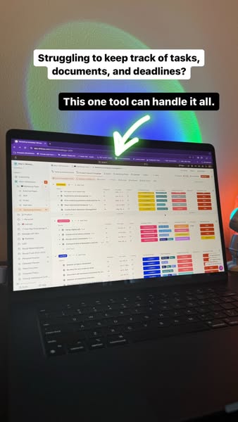 This ad highlights the common problem of struggling to keep track of tasks, documents, and deadlines, and presents a too