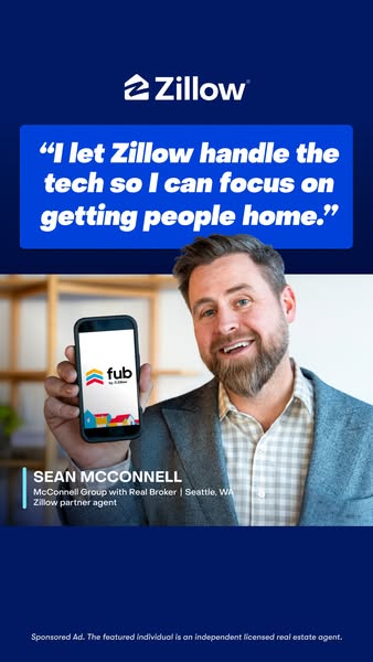 This ad features a testimonial from a Zillow partner agent who uses Zillow to handle the tech side of his business and a