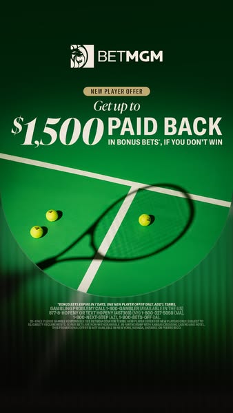 This image ad promotes BetMGM, offering new players up to $1,500 paid back in bonus bets if they don't win. The ad f