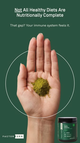 This ad highlights that a healthy diet may still be missing vital nutrition. The product is shown as a way to add import