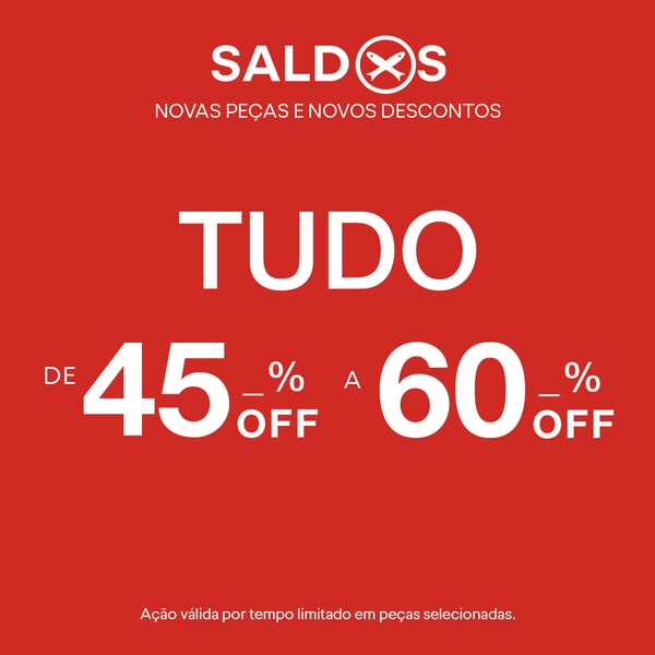 This ad is a sale announcement with a red background and white text. The ad states everything is 45% to 60% off.