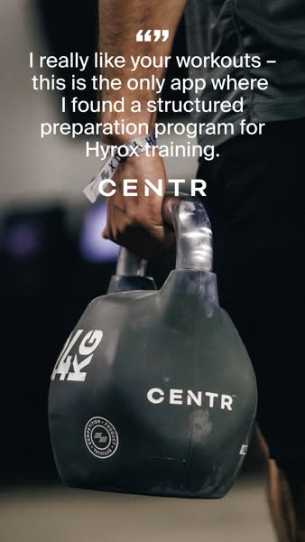 This ad features a quote from a user who likes Centr's workouts. The user states that Centr is the only app where th