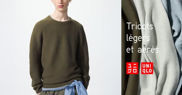 This ad features a light weight sweater from Uniqlo.