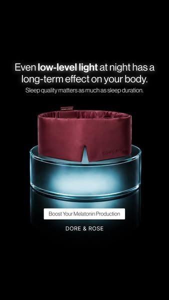 This image ad for Dore & Rose highlights the importance of sleep quality and melatonin production while advertising 