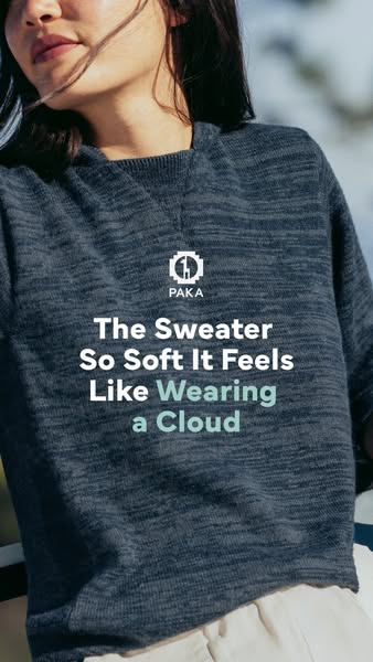 This ad is showcasing a sweater. The ad highlights the softness and comfort of the advertised sweater.