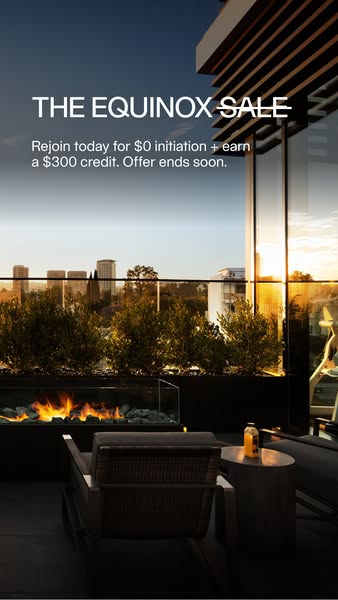 An image ad for Equinox with a limited-time offer, inviting viewers to rejoin and earn a credit.