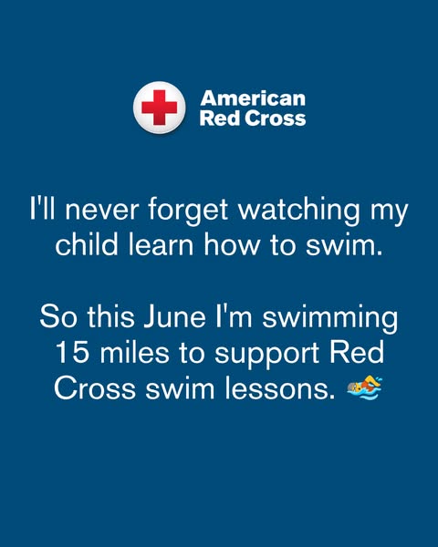 An image ad promoting Red Cross swim lessons. It features text about someone never forgetting watching their child learn