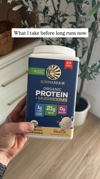 This ad features a first-person endorsement of Sunwarrior Organic Protein + Mushrooms from someone who uses it before lo