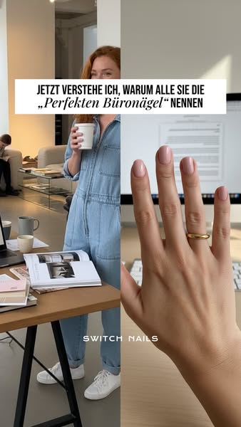This ad uses a split screen to show the lifestyle of someone with 'perfect office nails' compared to someone at 