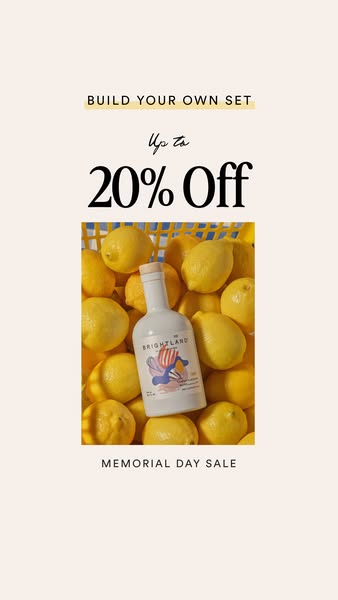 This image ad promotes Brightland's 'Build Your Own Set' Memorial Day Sale, offering up to 20% off. The ad f