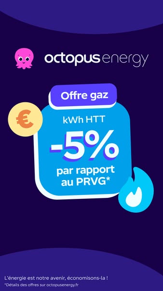 This ad is for Octopus Energy and promotes a 5% discount off gas.
