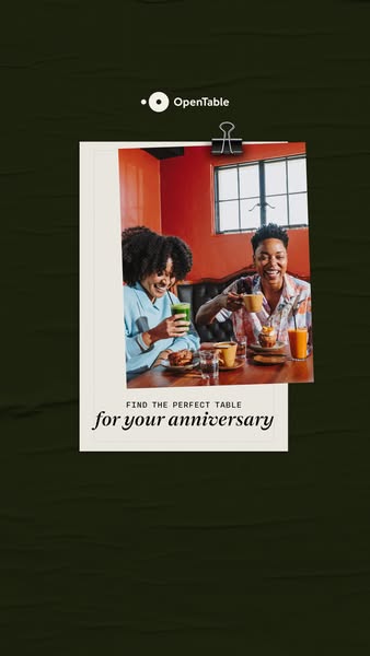 This ad is for OpenTable. It features two people having a meal together. The main text is 'Find the perfect table fo