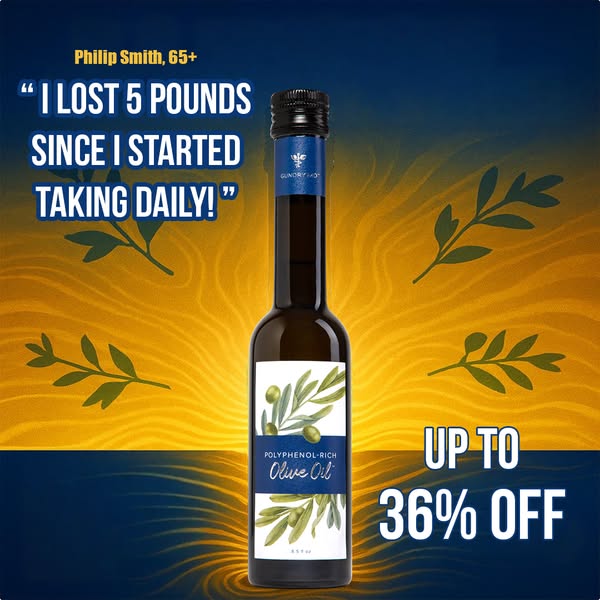 This image ad features Gundry MD Olive Oil and includes a testimonial from Philip Smith, 65+, who claims to have lost 5 