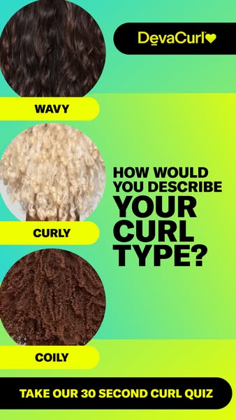 The image ad is for DevaCurl and features a quiz that is designed to help people discover their curl type. It shows diff