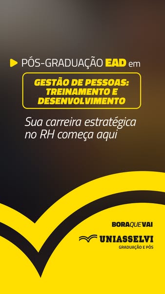 This image ad promotes UNIASSELVI's post-graduate EAD (distance learning) program in People Management, Training, an
