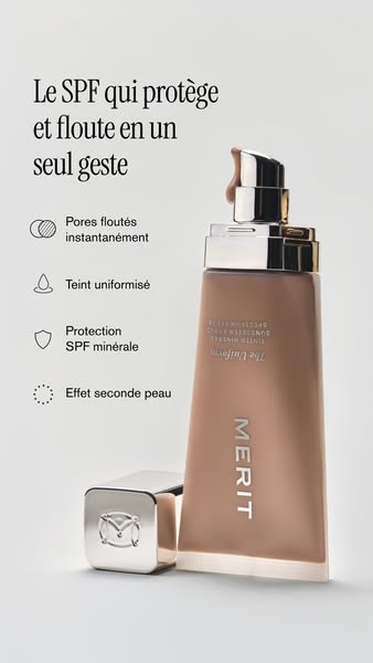 This ad showcases the Merit brand's The Minimalist Perfecting Complexion Stick, promoting it as an SPF product that