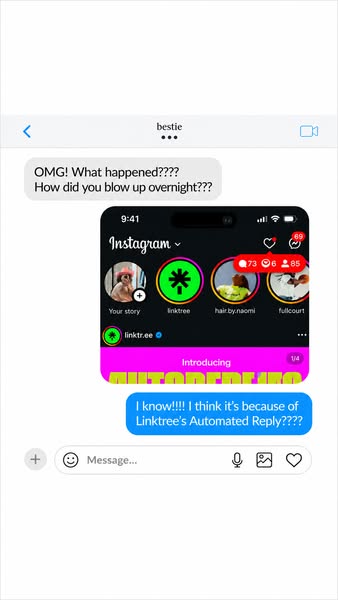 This ad showcases a text message conversation between two people where one person asks the other how they blew up overni