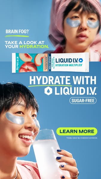 An ad for Liquid I.V. hydration multiplier promoting it as a solution for brain fog.