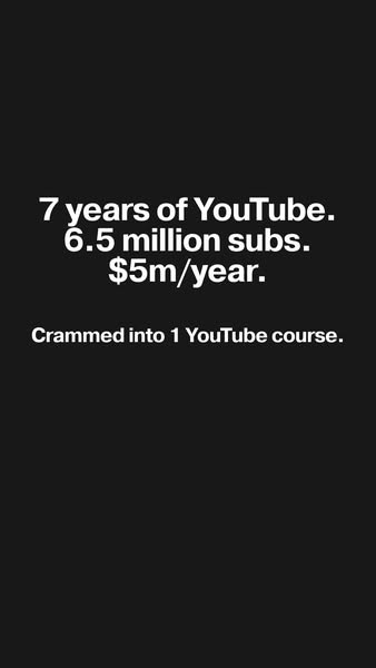 This image ad is for a YouTube course that condenses 7 years of YouTube knowledge, 6.5 million subscribers worth of audi