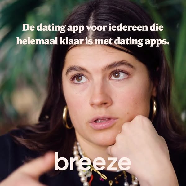 This ad shows a person who is using the Breeze dating app.