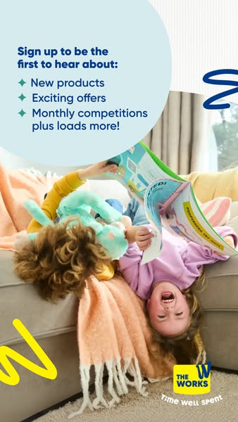 This ad is for The Works, encouraging users to sign up to be the first to hear about new products, exciting offers, and 