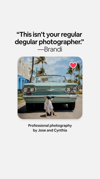 Ad promoting photography services using a quote from a satisfied client, "This isn't your regular degular photo