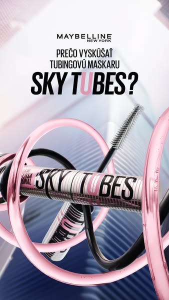 This ad showcases Maybelline's Sky Tubes mascara in an abstract image to highlight the product.