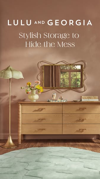 This ad showcases a six-drawer dresser from Lulu and Georgia with the copy highlighting its ability to hide the mess. Th
