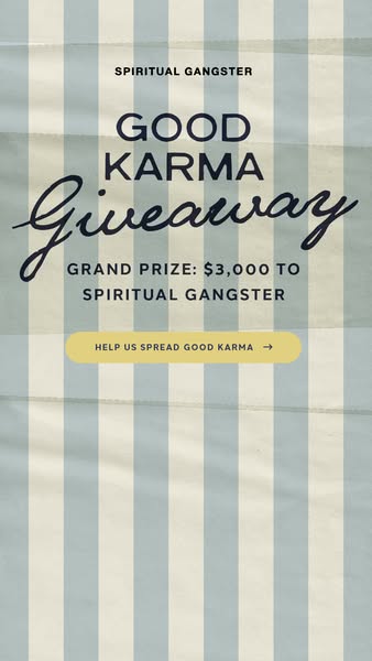 This image ad by Spiritual Gangster announces a giveaway, offering a grand prize of $3,000 to spend at Spiritual Gangste