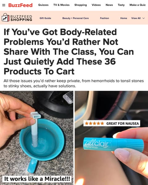 This ad is a screenshot of a BuzzFeed shopping article. The article promotes 36 products which allegedly help with body-