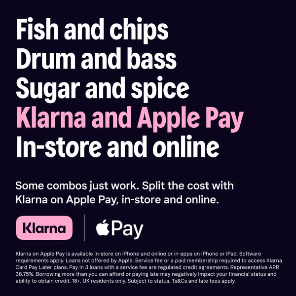 This ad from Klarna and Apple Pay leverages a play on popular combination phrases to highlight the partnership and promo