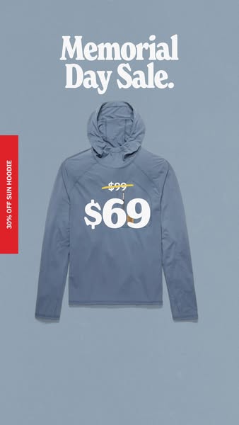 An image ad promoting a Memorial Day sale on sun hoodies.
