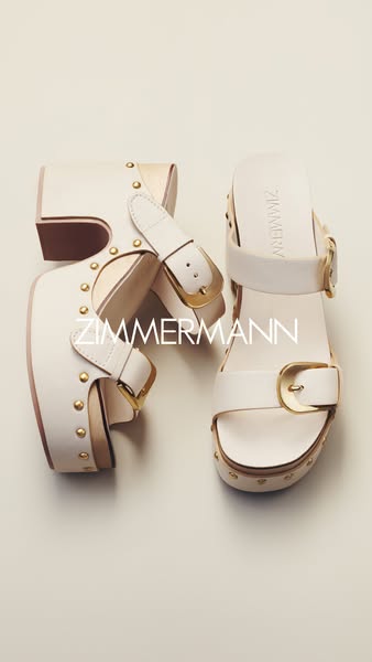 This ad features Zimmermann sandals, showcasing their design and craftsmanship in a visually appealing way.