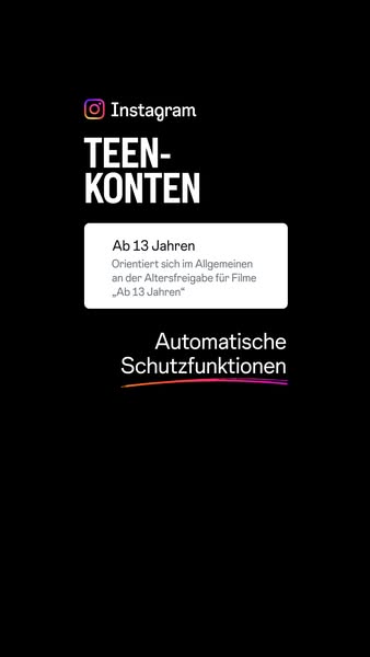 The image is an ad for Instagram teen accounts. It shows the Instagram logo, the text "TEEN-KONTEN", a box wit