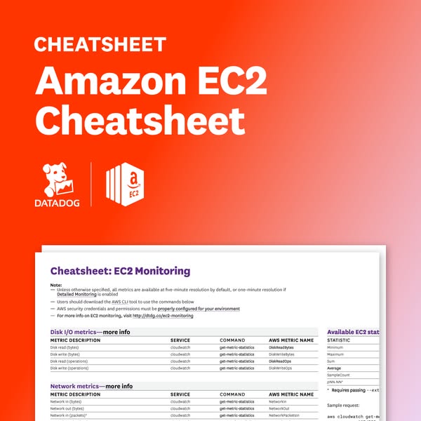 This ad promotes Datadog's Amazon EC2 Cheatsheet, which provides users with a guide to EC2 monitoring.