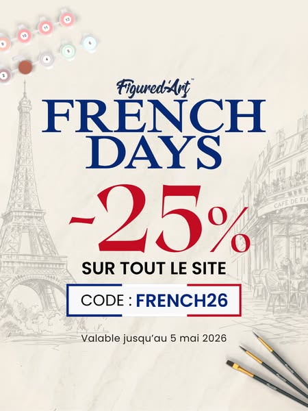 This image ad from Figured'Art promotes a 25% discount on its entire website during the French Days sale. The ad fea