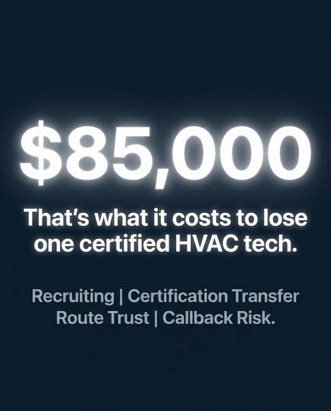 This ad emphasizes the high cost of losing an HVAC technician and is targeted at companies that employ certified HVAC te