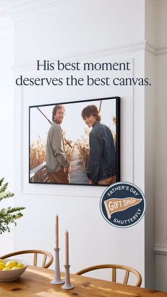 This image ad by Shutterfly highlights its canvas prints as a way to display treasured memories, particularly for Father