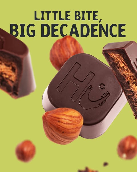 This image ad showcases Hi Chocolates. The ad features a close-up shot of the product, emphasizing its decadent nature. 