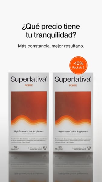 Image ad featuring two boxes of Superlativa Forte High Stress Control Supplement. The ad questions the price of tranquil