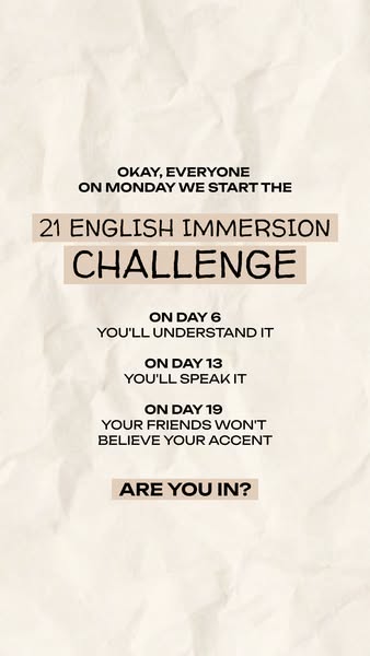 Ad promoting a 21-day English immersion challenge.