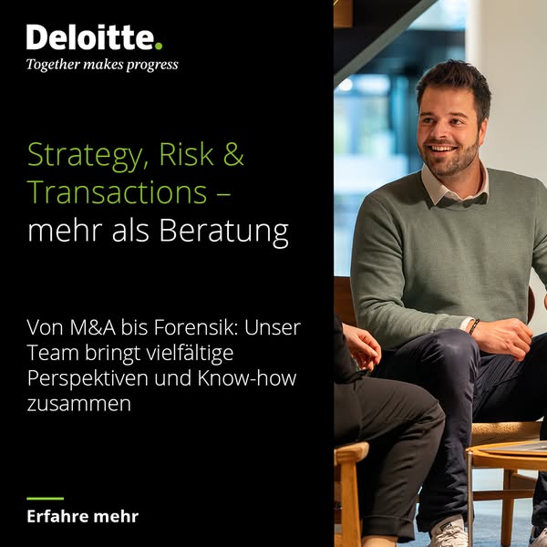 This ad for Deloitte promotes their Strategy, Risk, and Transactions service. It highlights their team's diverse per
