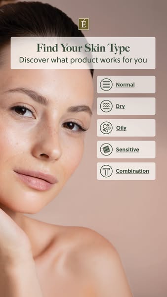 This ad presents a quiz for determining skin type and discovering relevant products.