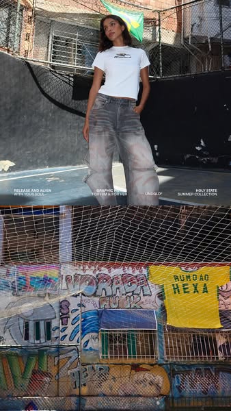 This image ad for Undgld promotes their summer collection. The ad features a model in an urban setting with text overlay