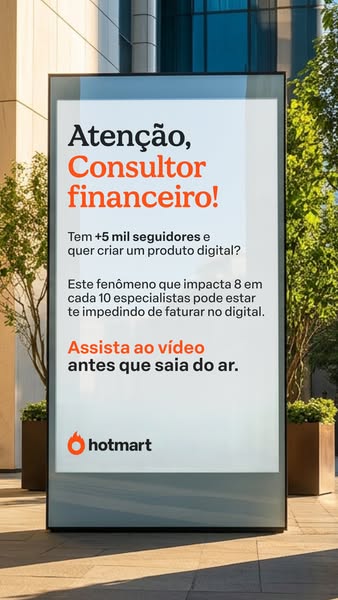 This image ad for Hotmart is targeting financial consultants and speaking to the problem that they are not making enough