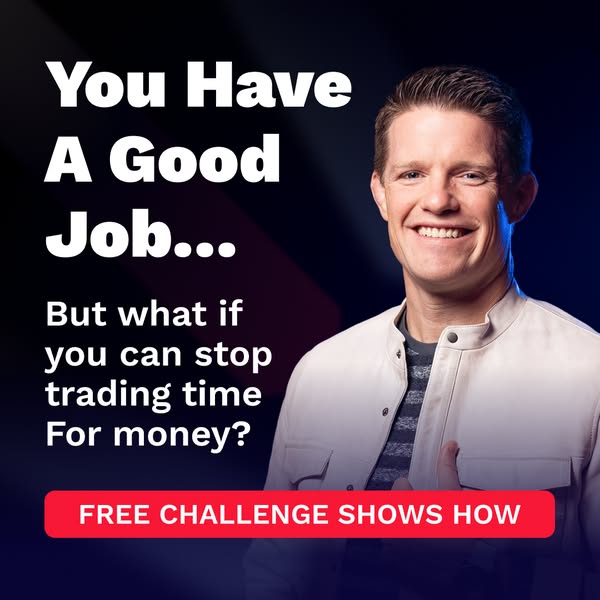 This ad presents a man who has a proposition for those who have a good job but wish to make money without trading time. 