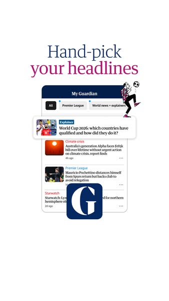 Ad for The Guardian app, showing how to hand-pick headlines in the app.