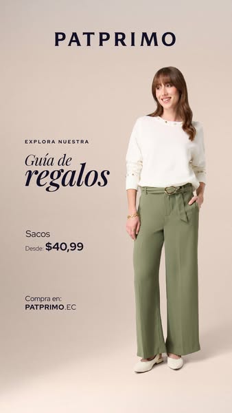This ad features an image of a woman wearing Patprimo brand pants and a top. The ad includes the brand logo, product nam