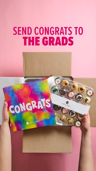 A photo of cupcakes being shipped to graduates.