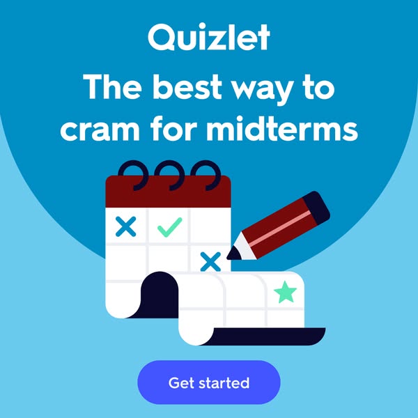 This image ad for Quizlet features a calendar graphic with checkmarks and X's. The text highlights that Quizlet is &